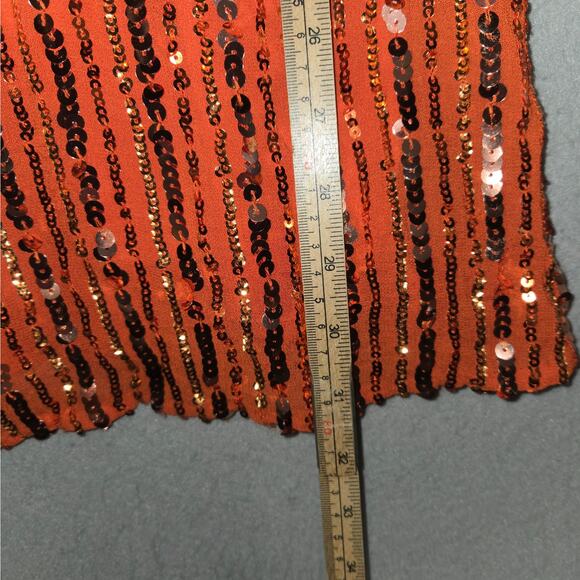 Free People Women XS Mini dress Celeste Orange Sequin Stars Celestial Event Prom - Picture 8 of 15